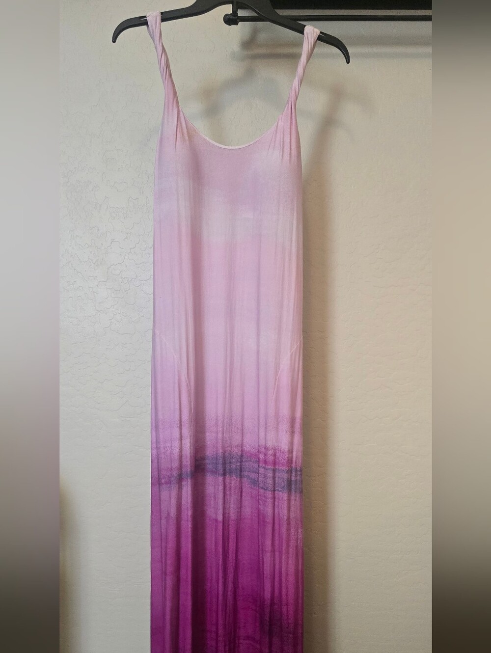 Soma Weekend Pink to Purple Ombre Twist Strap Maxi Dress Pockets, Women's Medium